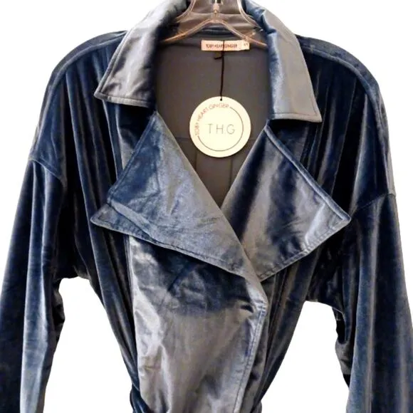 Toby Heart Ginger Velvet Love Indie Trench Coat Sz S Blue Bohemian  BRAND NEW