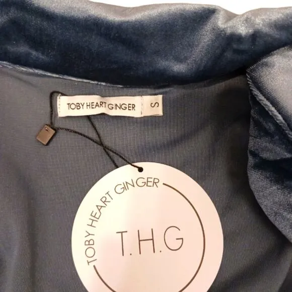 Toby Heart Ginger Velvet Love Indie Trench Coat Sz S Blue Bohemian  BRAND NEW