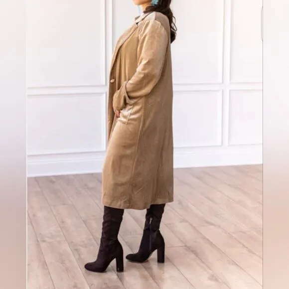 Toby Heart Ginger Velvet Love Indie Trench Sz M Beige GLAM Valentine Romantic