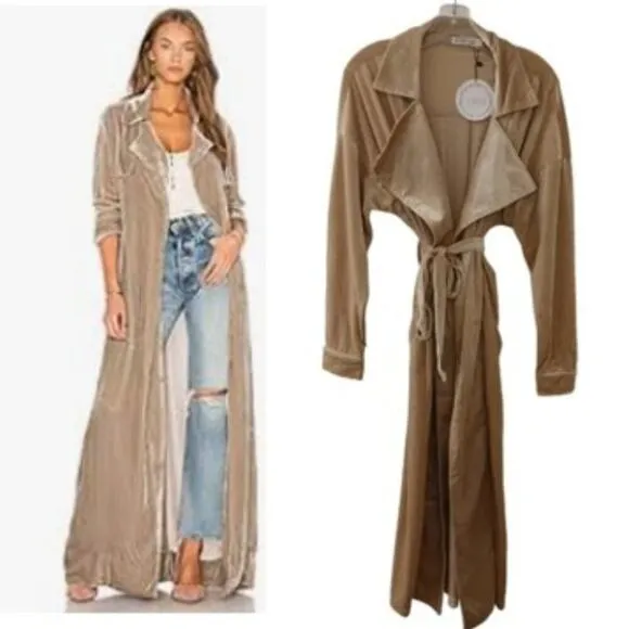 Toby Heart Ginger Velvet Love Indie Trench Sz S Beige GLAM Valentine Romantic