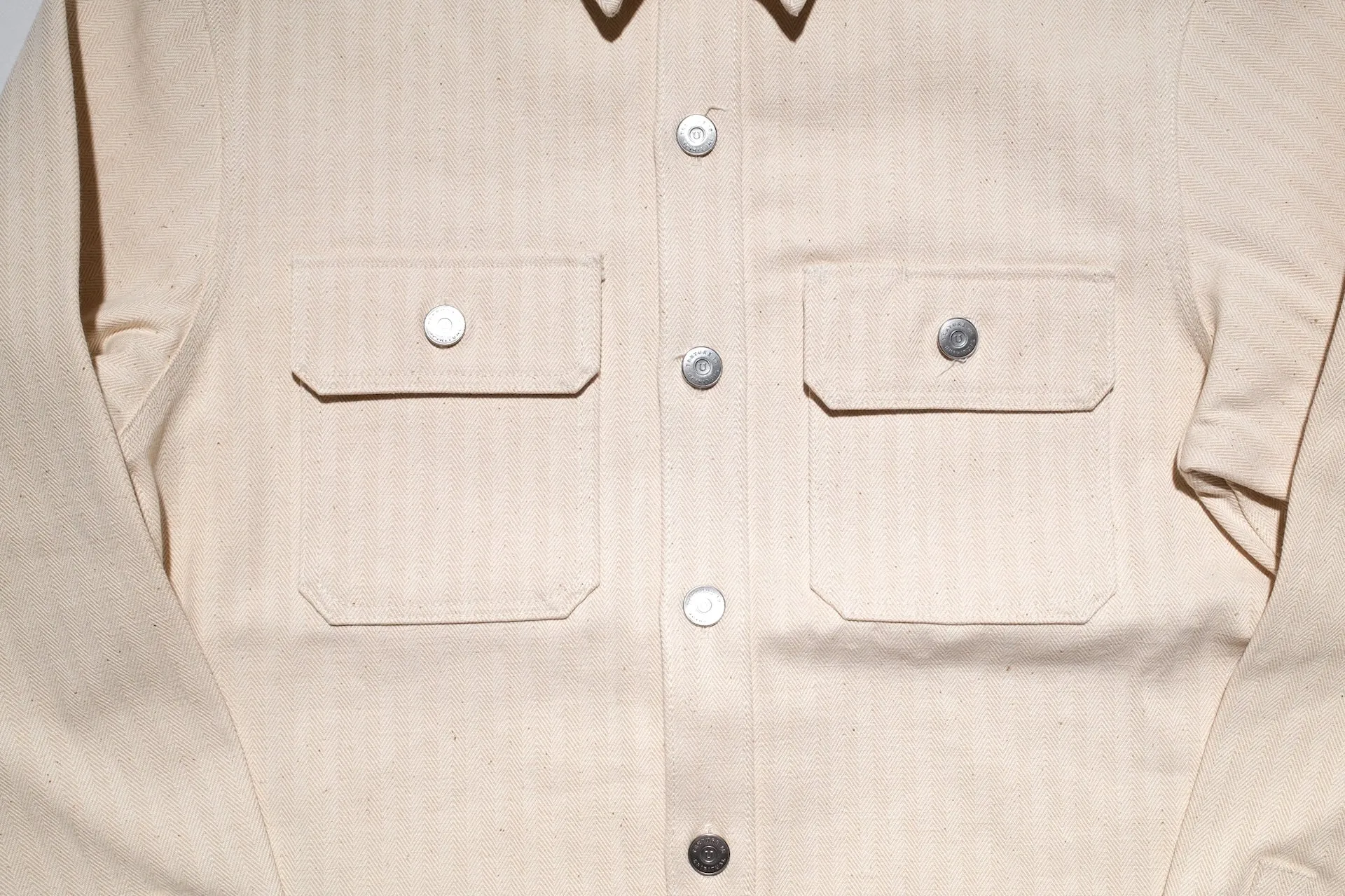 Unique Garment 14oz Selvage HBT 'Officer' Utility Jacketed Shirt (Straw)