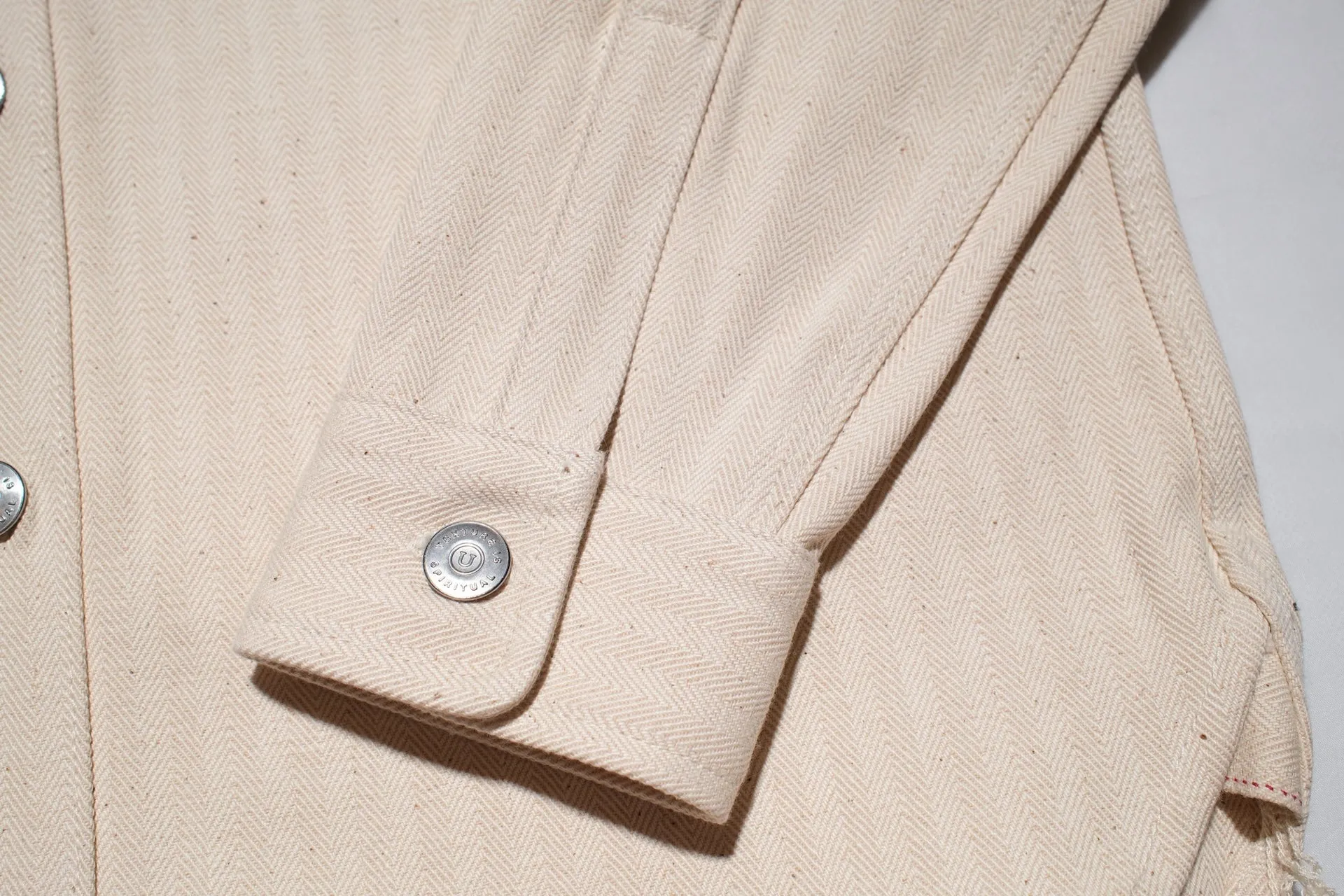 Unique Garment 14oz Selvage HBT 'Officer' Utility Jacketed Shirt (Straw)
