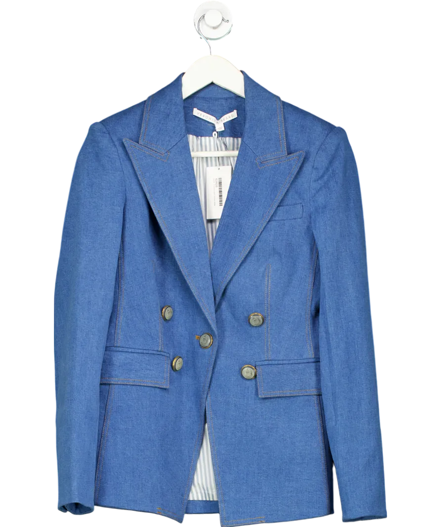 Veronica Beard Blue Naira Dickey Double-breasted Denim Blazer UK XS