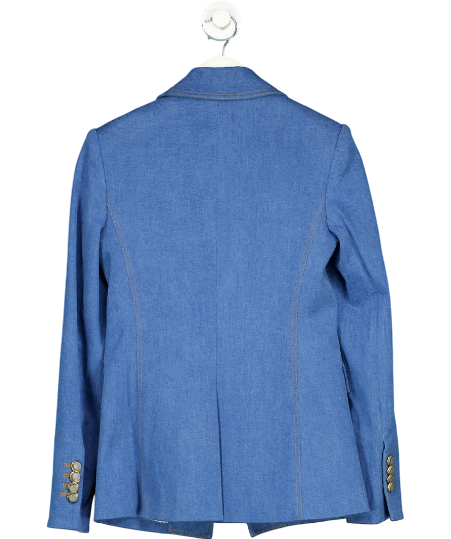 Veronica Beard Blue Naira Dickey Double-breasted Denim Blazer UK XS