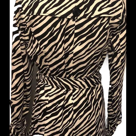 Vertigo Paris Brand Zebra Print Trench Size S Cotton Spamdex