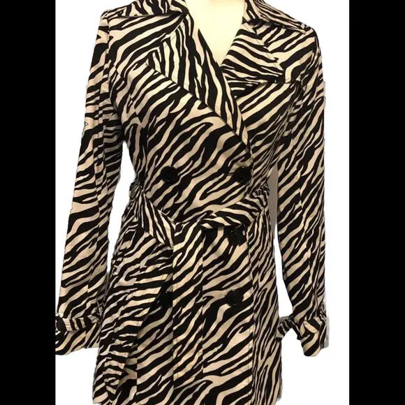 Vertigo Paris Brand Zebra Print Trench Size S Cotton Spamdex