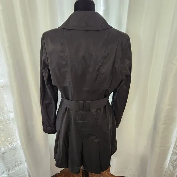 Via Spiga Double Breasted Trench Coat Lined Belted Large Womens Jacket Black