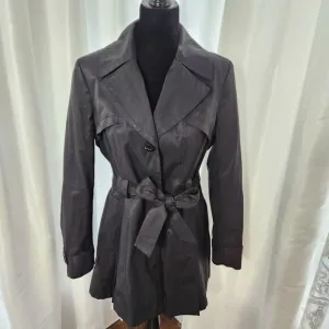 Via Spiga Double Breasted Trench Coat Lined Belted Large Womens Jacket Black