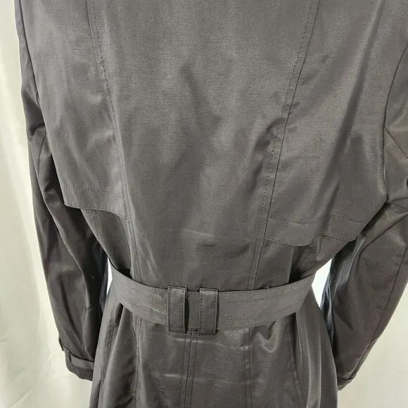 Via Spiga Double Breasted Trench Coat Lined Belted Large Womens Jacket Black