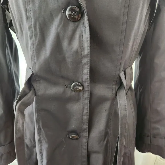 Via Spiga Double Breasted Trench Coat Lined Belted Large Womens Jacket Black