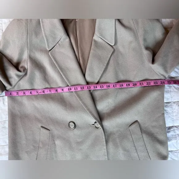 Vintage Alorna 100% Pure Wool Tan Longline Dressy Over Coat Classic - XXXL