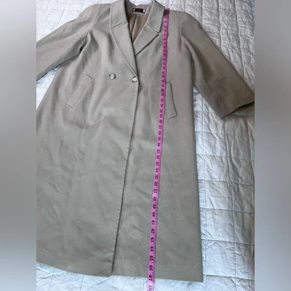 Vintage Alorna 100% Pure Wool Tan Longline Dressy Over Coat Classic - XXXL