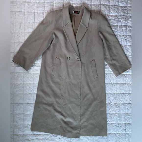 Vintage Alorna 100% Pure Wool Tan Longline Dressy Over Coat Classic - XXXL