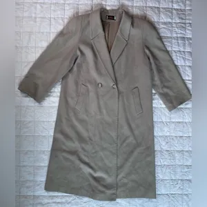 Vintage Alorna 100% Pure Wool Tan Longline Dressy Over Coat Classic - XXXL