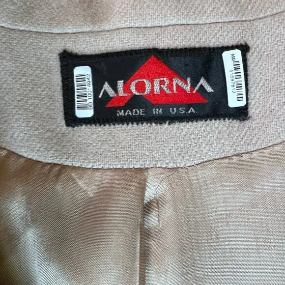 Vintage Alorna 100% Pure Wool Tan Longline Dressy Over Coat Classic - XXXL
