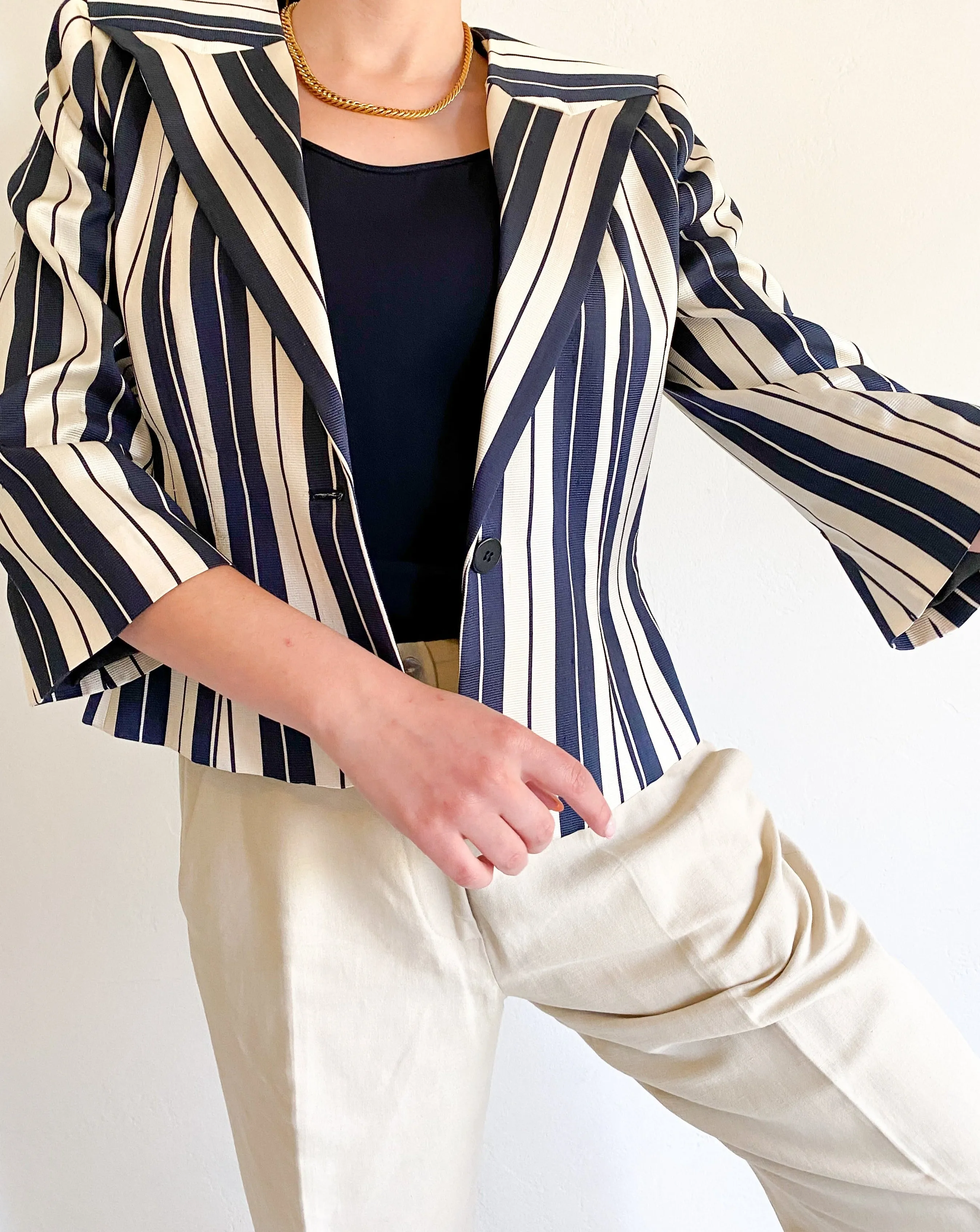 Vintage Armani Navy/Ivory Stripe Blazer