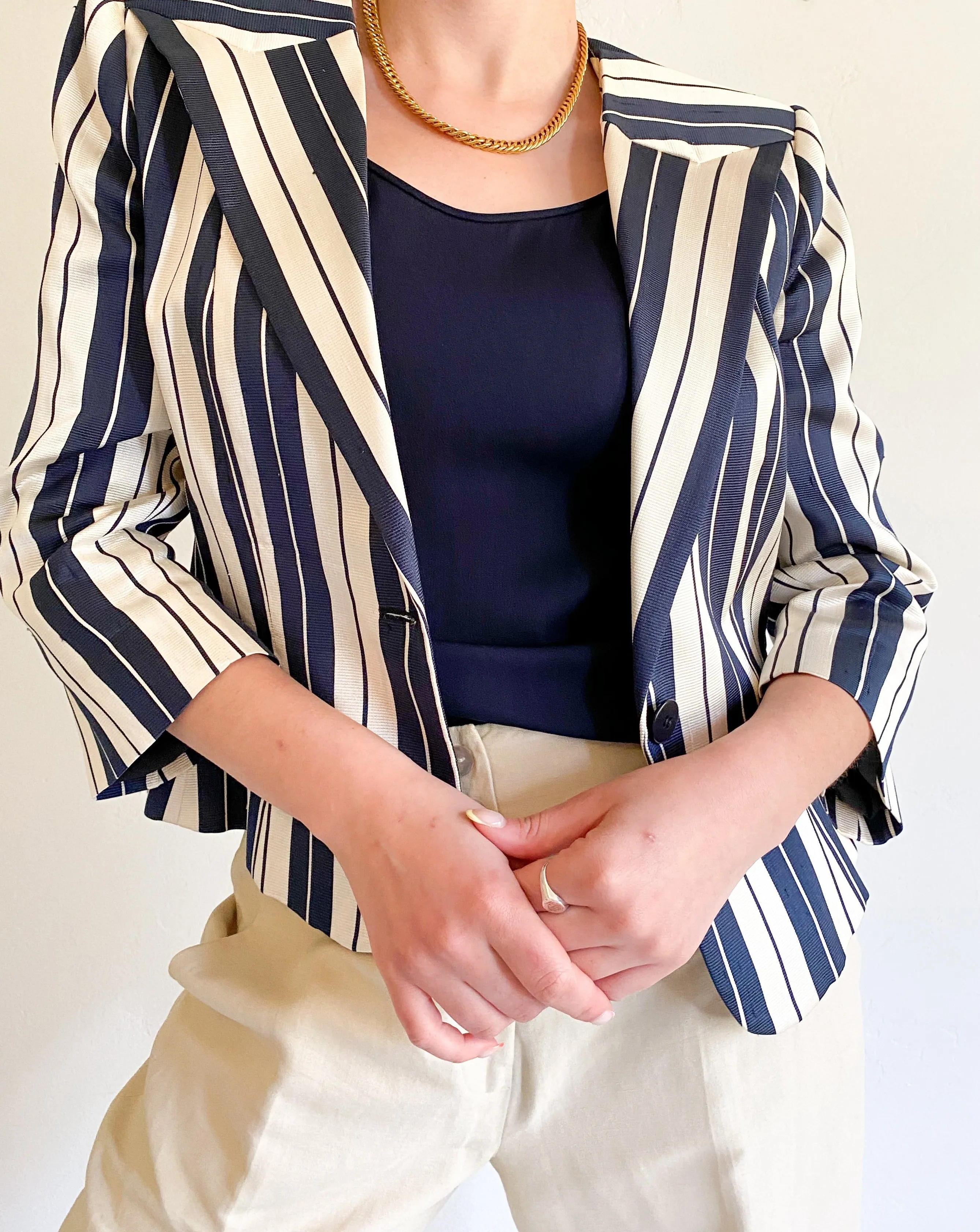 Vintage Armani Navy/Ivory Stripe Blazer