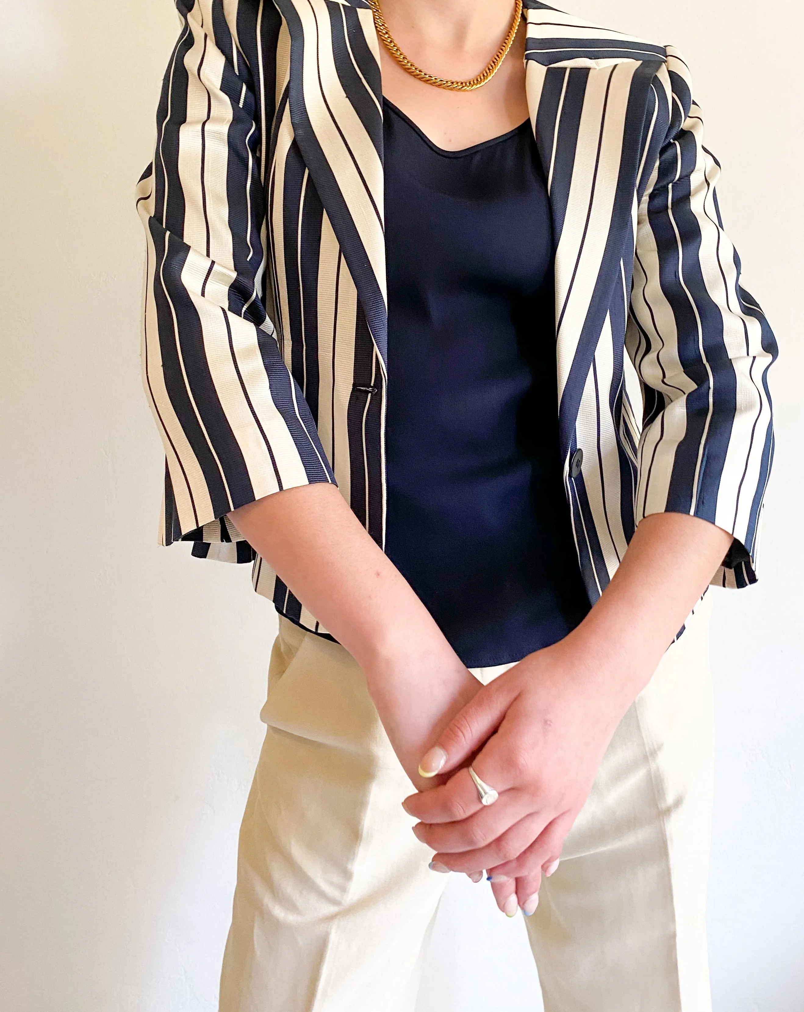 Vintage Armani Navy/Ivory Stripe Blazer