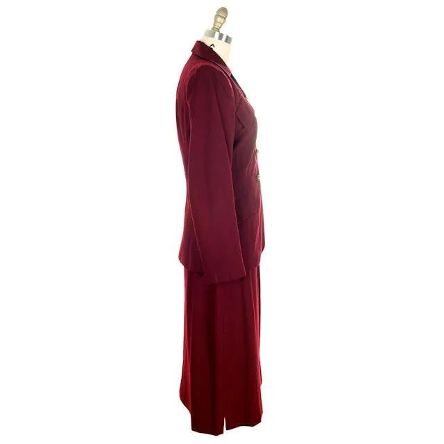 Vintage Ladies Suit Cranberry Wool Gab Super 1940s Small