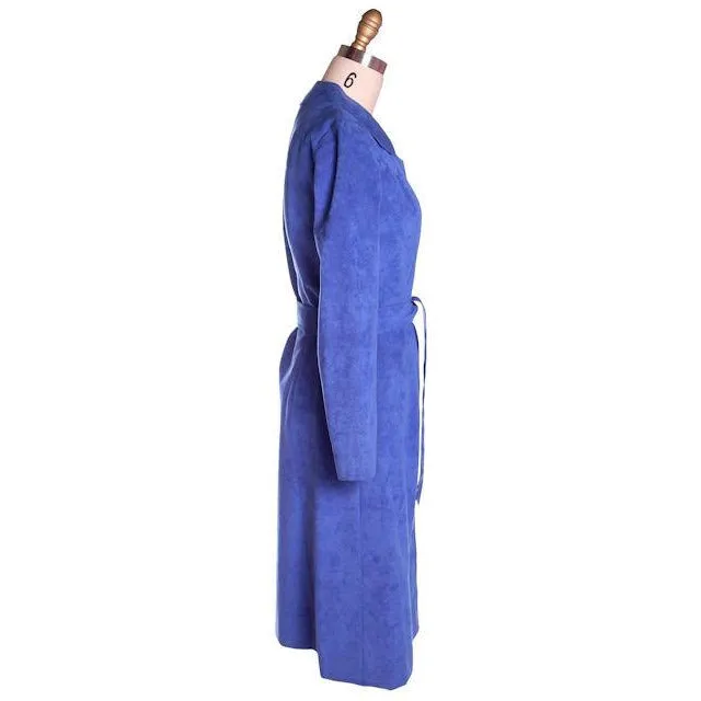 Vintage Ultra Suede Ladies Spring Coat/Dress  Bright Blue 1970s Small
