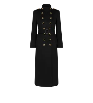 Virgin Wool Felt Military Long Coat
