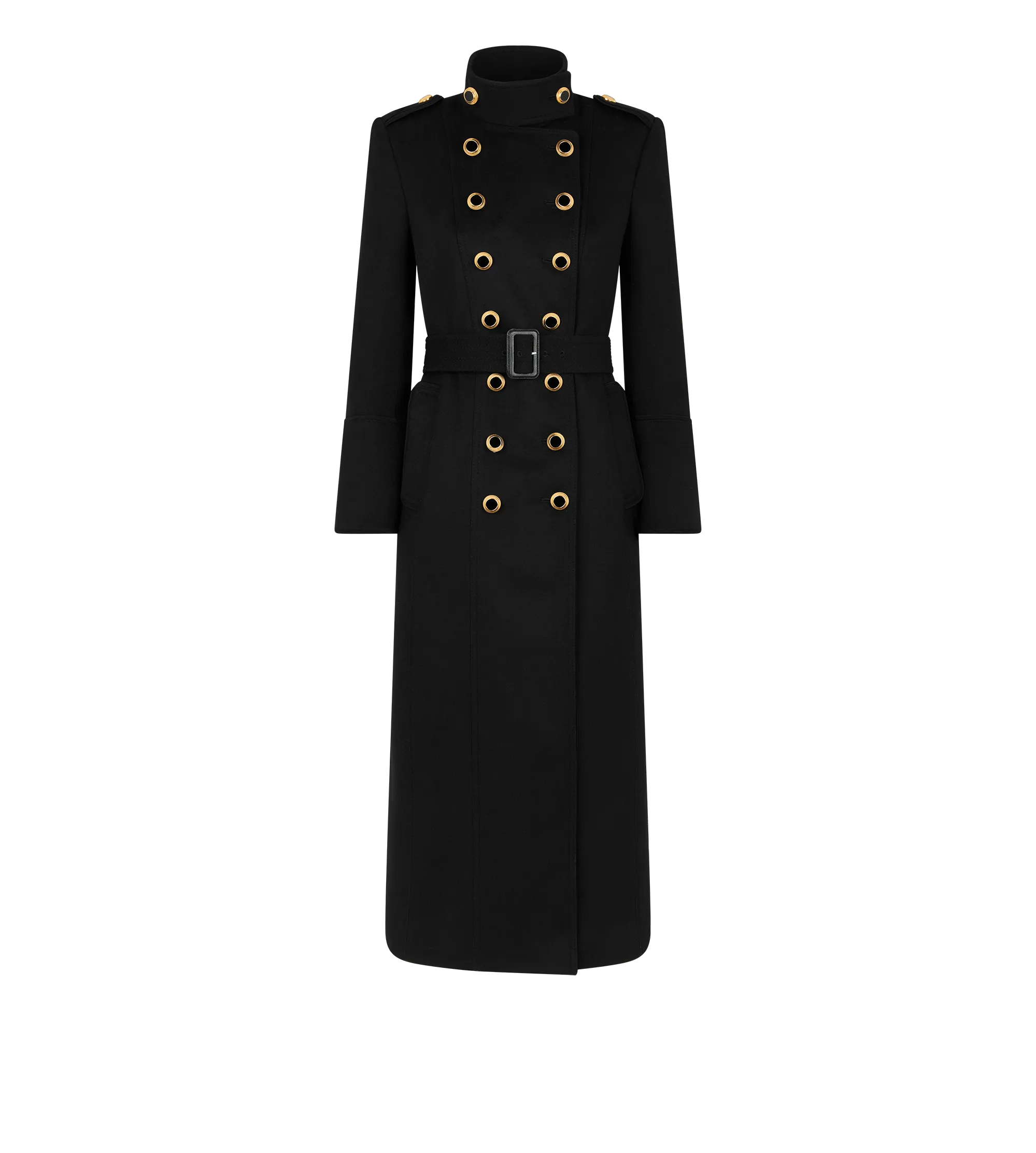 Virgin Wool Felt Military Long Coat
