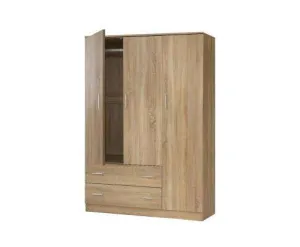 Wardrobe Bedroom Clothes Closet 3 Doors Storage Cabinet Organiser Armoire