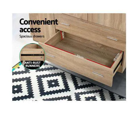 Wardrobe Bedroom Clothes Closet 3 Doors Storage Cabinet Organiser Armoire