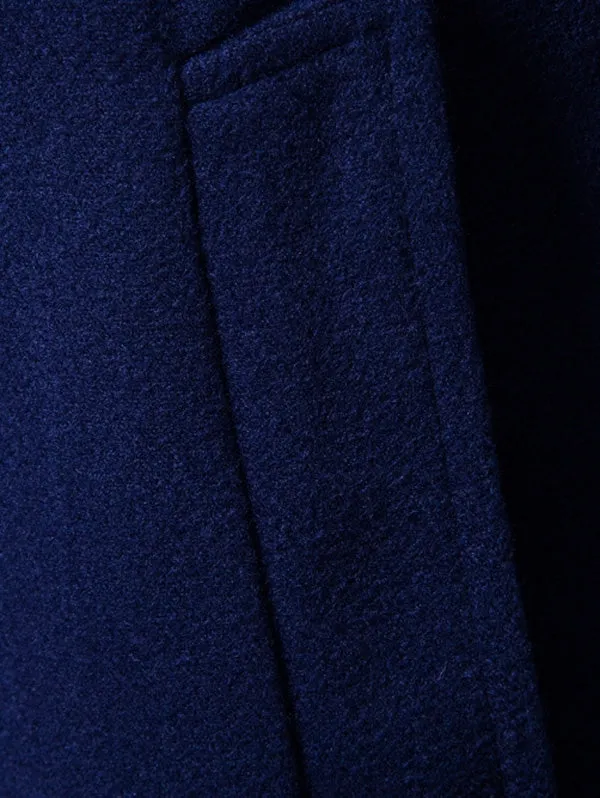 Warm Turndown Collar Double Breasted Woolen Dust Coat for Men 1486