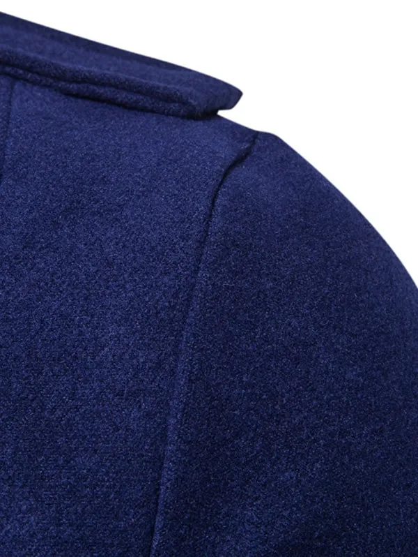 Warm Turndown Collar Double Breasted Woolen Dust Coat for Men 1486