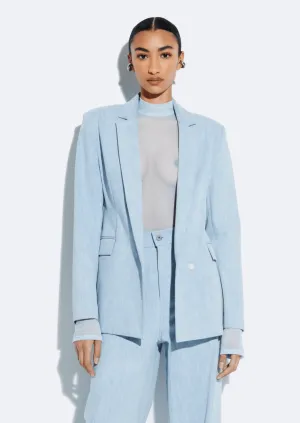 Washed Denim Fitted Blazer