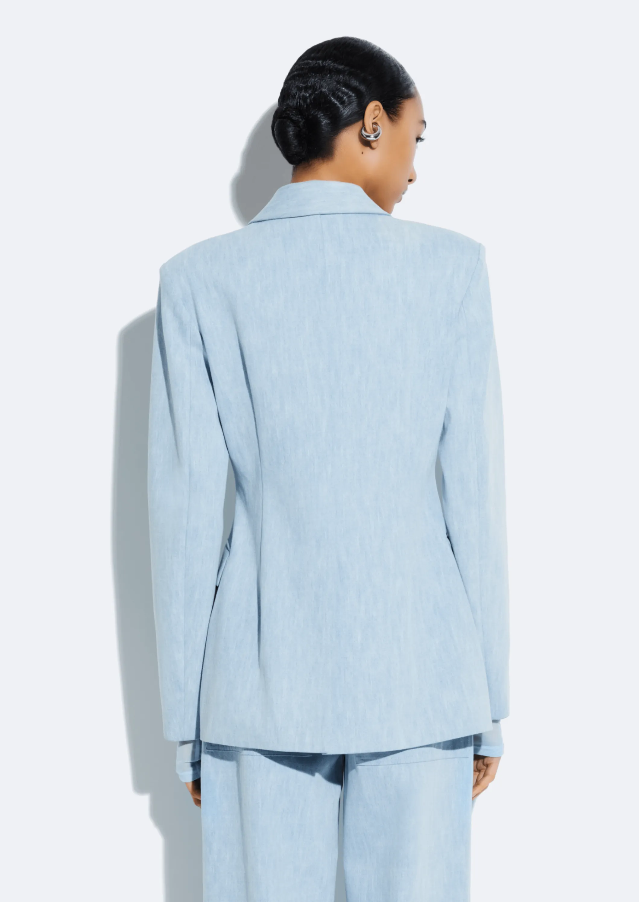 Washed Denim Fitted Blazer