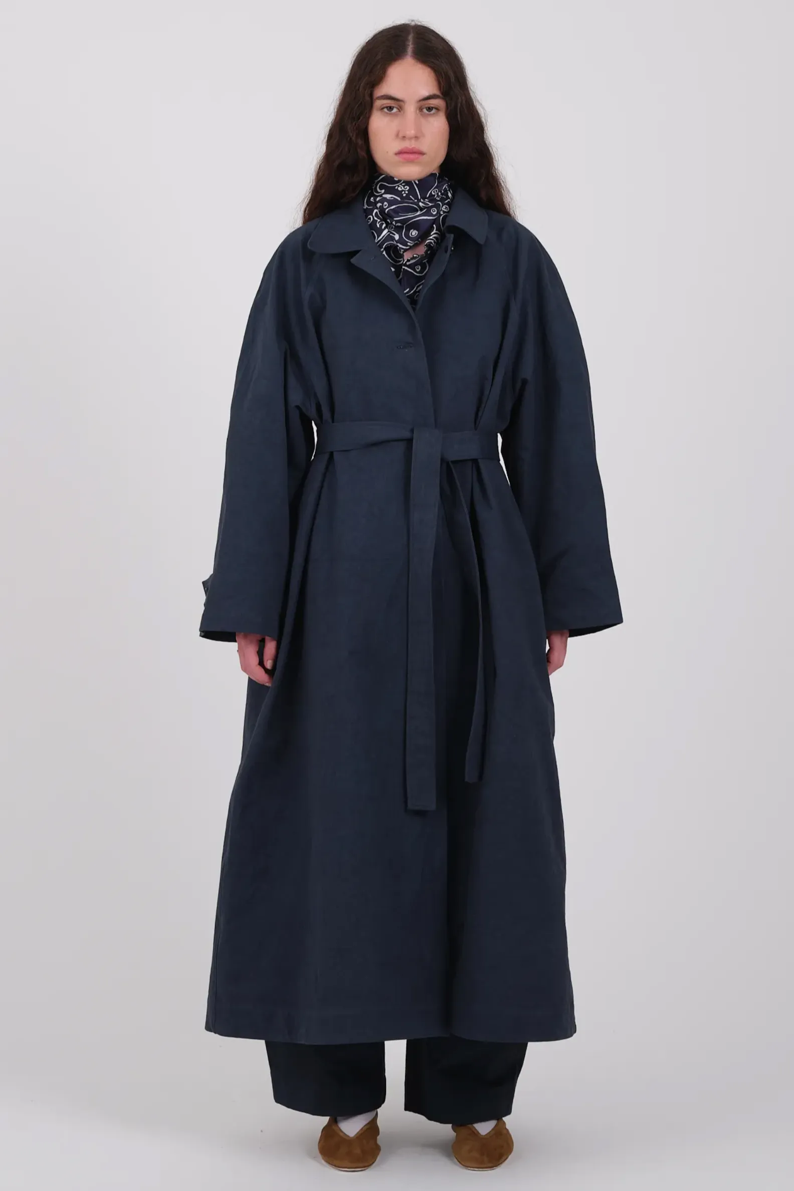 Wickham Trench in Dark Navy Japanese Twill
