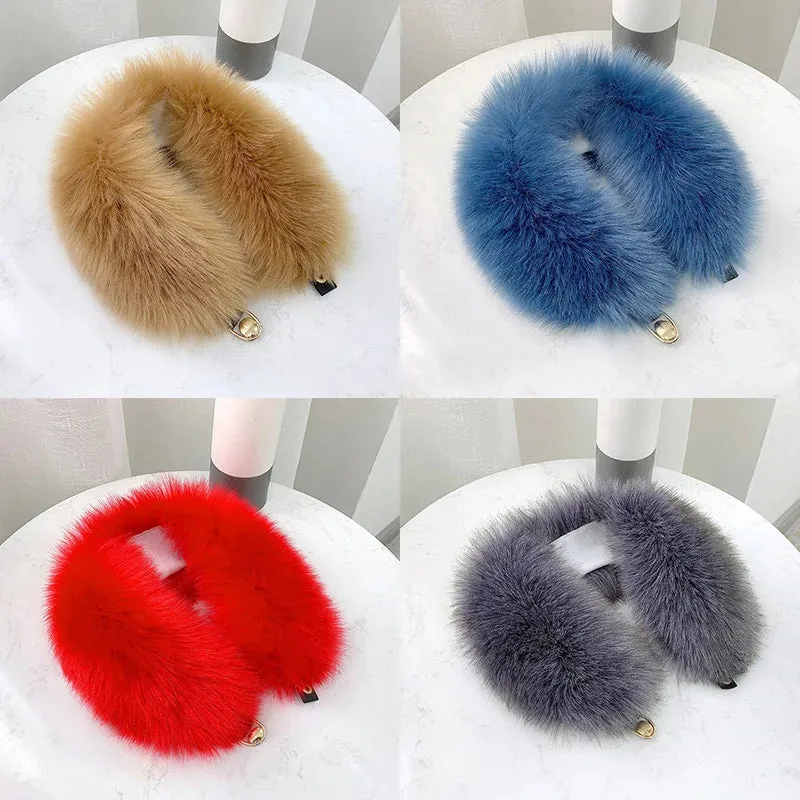 Women Faux Fur Collar Shawl Furry Fur Collar for Winter Coat Hood Fur Decor Plush Fake Fur Scarf Parkas Jacket Fur Collars