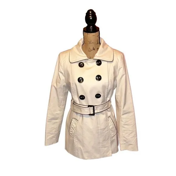 Womens Dalia Collection cream trench coat size L