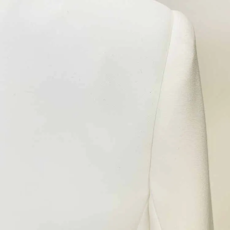 Women's One Button Slim Fit Blazer With Metaled Nails White Wedding Jacket