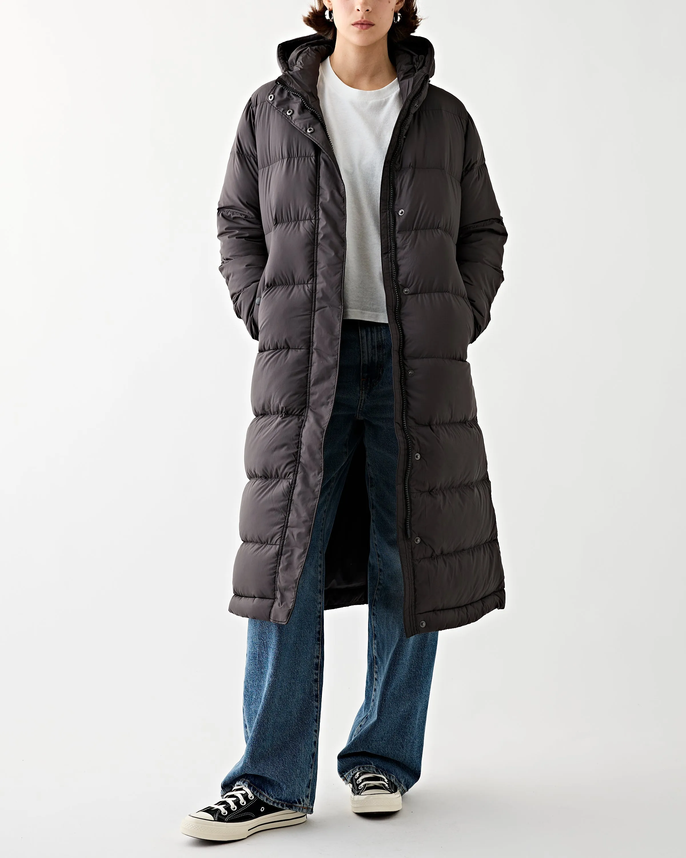 Women's Silent Down Long Parka Black