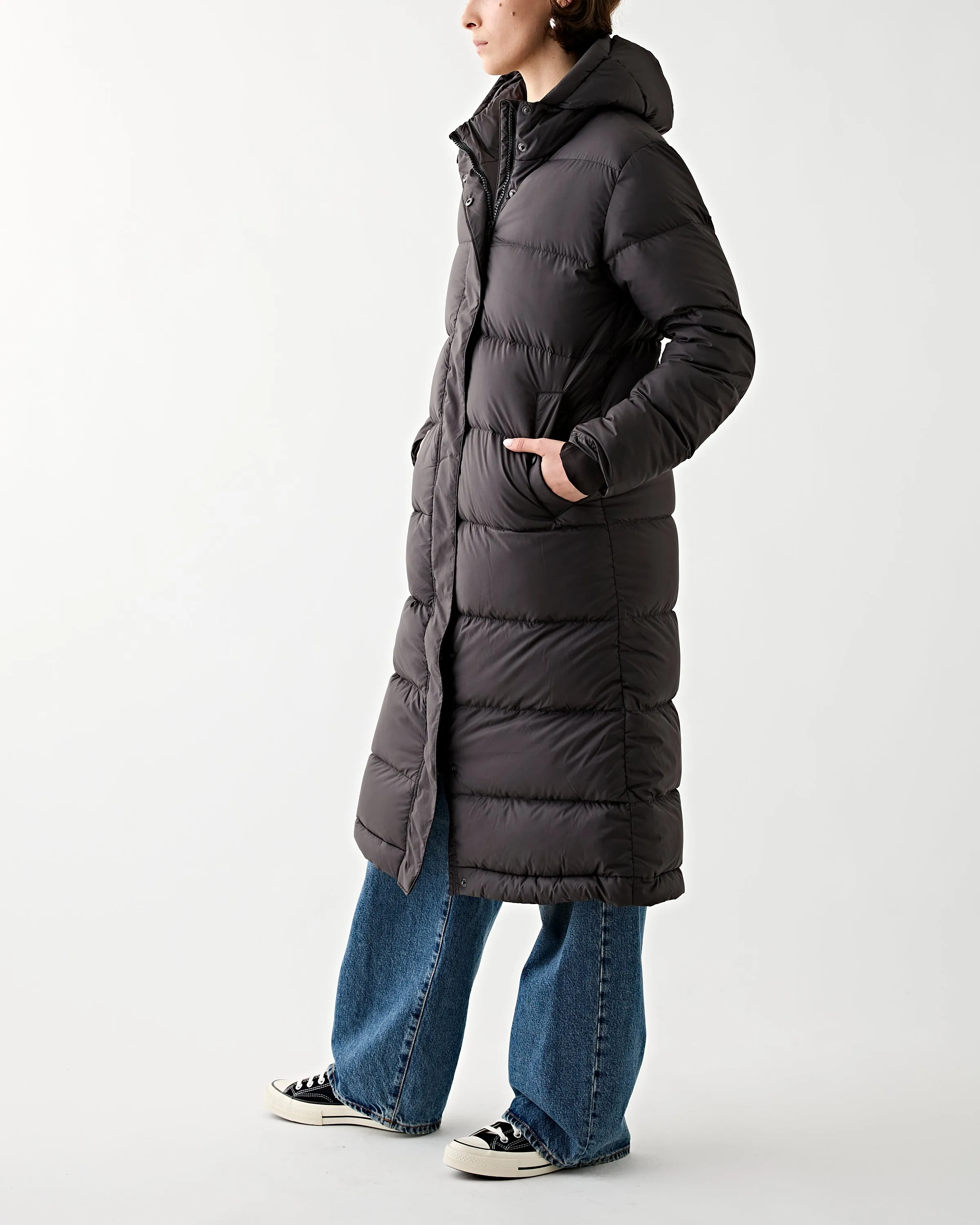 Women's Silent Down Long Parka Black