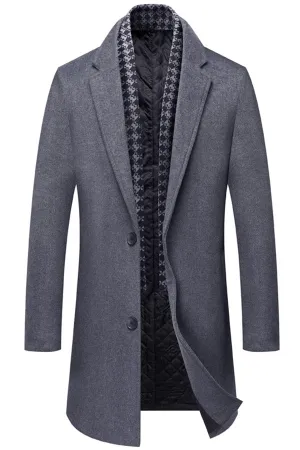 Woolen double collar medium length casual windbreaker