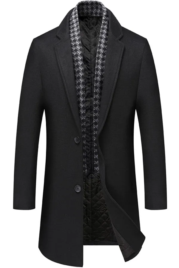 Woolen double collar medium length casual windbreaker