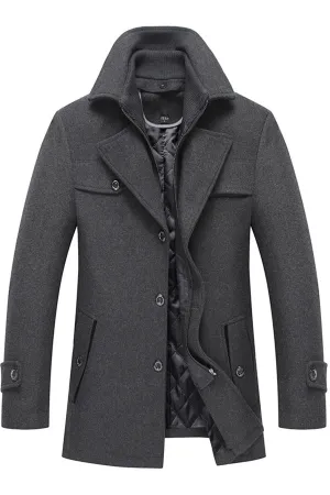 Woolen woolen coat double collar thick lapel coat