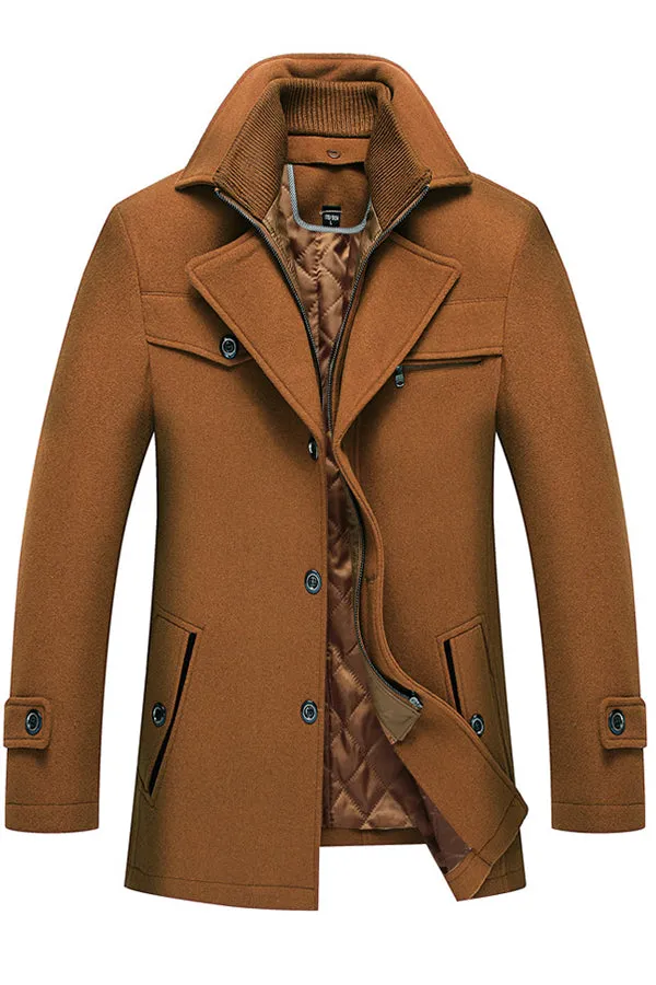 Woolen woolen coat double collar thick lapel coat