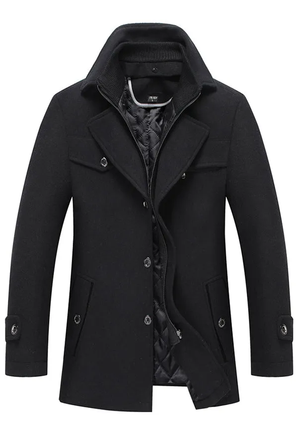 Woolen woolen coat double collar thick lapel coat
