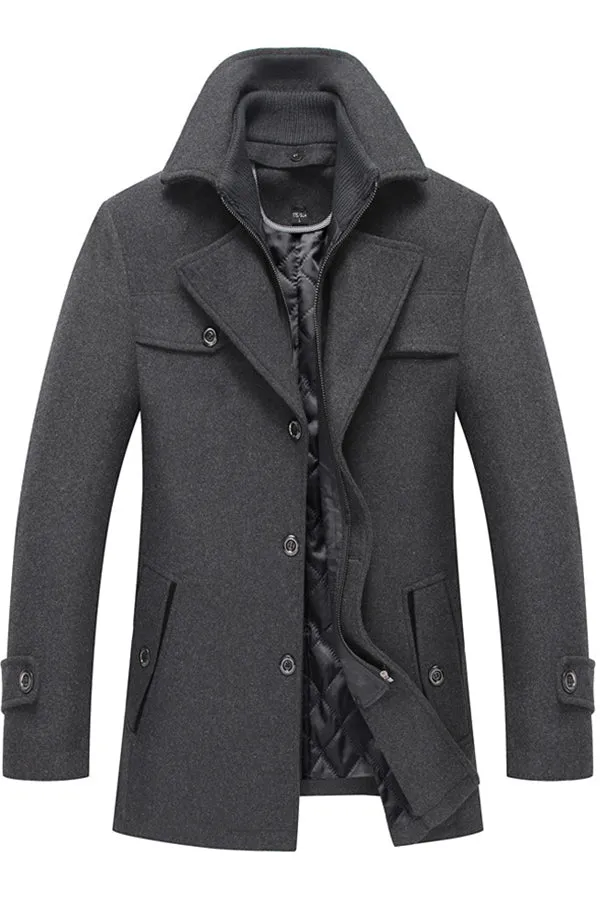 Woolen woolen coat double collar thick lapel coat