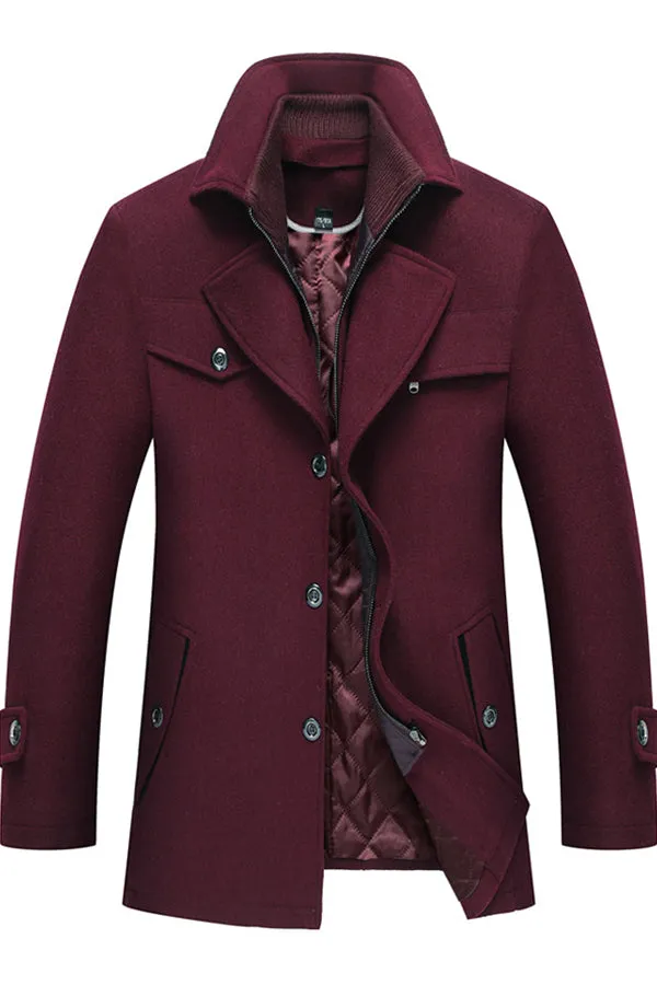 Woolen woolen coat double collar thick lapel coat