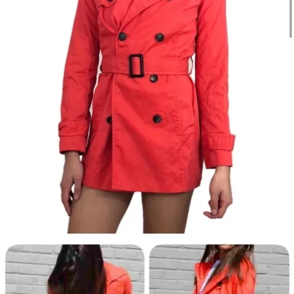 Zara Basic Coral Belted Trench NWT