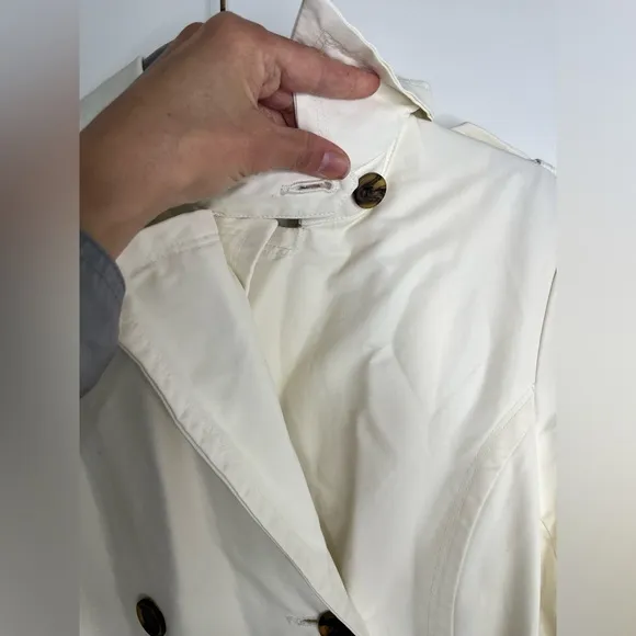 Zara Belted Cotton Blend Classic Trench Coat Cream Size Medium
