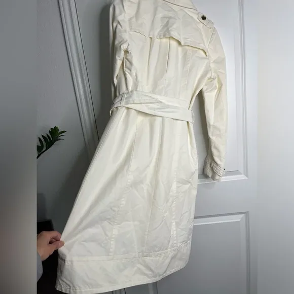 Zara Belted Cotton Blend Classic Trench Coat Cream Size Medium