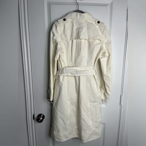 Zara Belted Cotton Blend Classic Trench Coat Cream Size Medium
