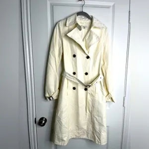 Zara Belted Cotton Blend Classic Trench Coat Cream Size Medium
